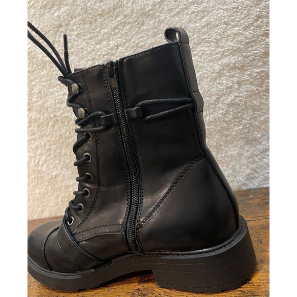 Womens Boots Size 10M White Mountain Combat Decree Black Buckle Zip Lace - Picture 6 of 16